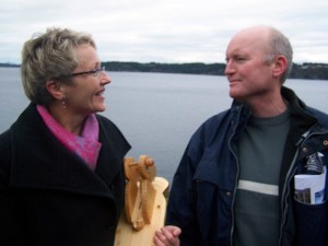 Møte mellom Liv Signe Navarsete og Tore Hufthammer etter bruåpninga 17. november 2007